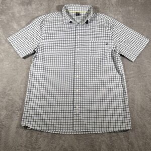 Helly Hansen Shirt Mens Large White Blue‎ Plaid Short Sleeve Performance Outdoor